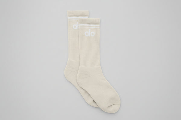 Unisex Throwback Sock - Bone/White
