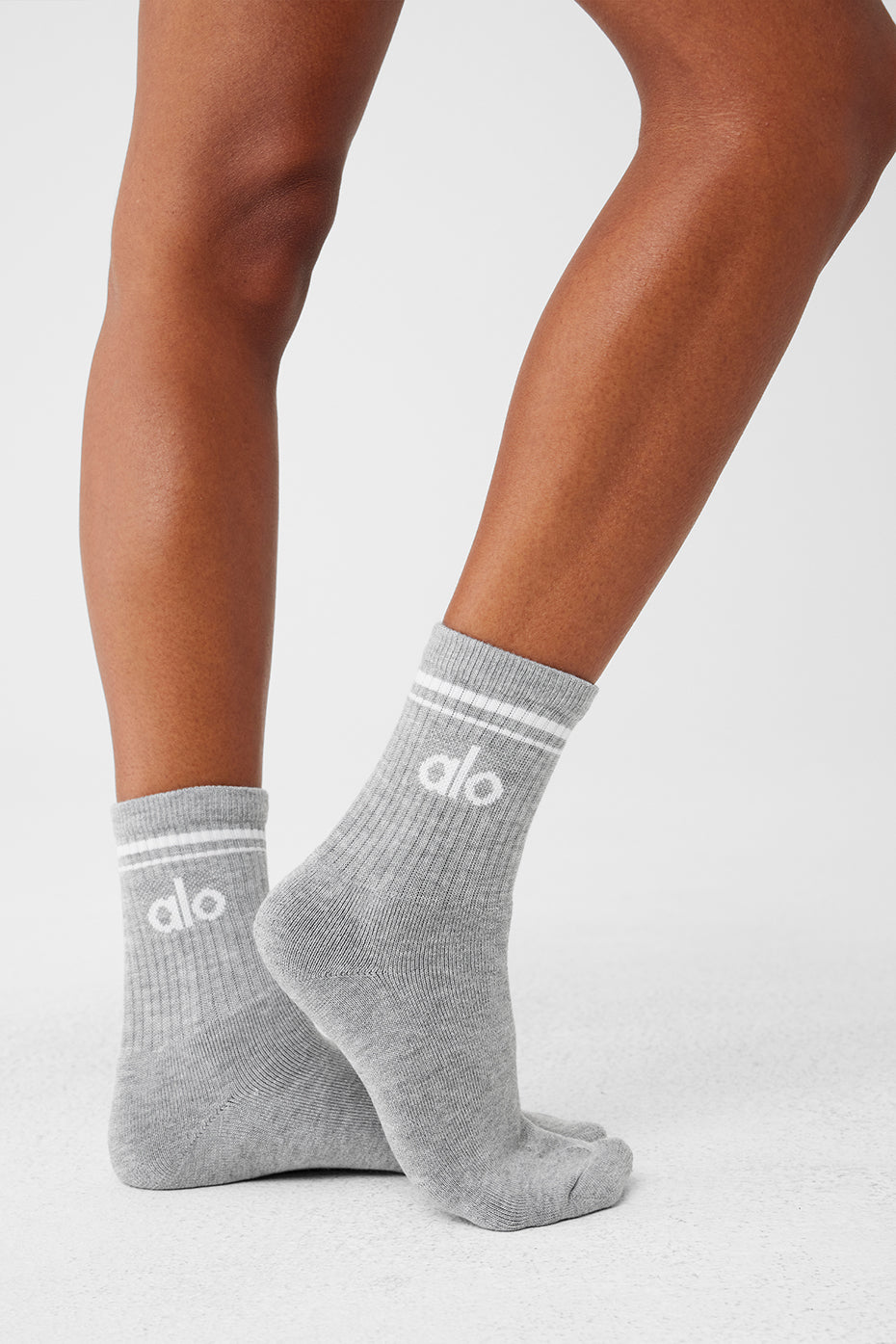 Unisex Half-Crew Throwback Sock - Athletic Heather Grey/White--1
