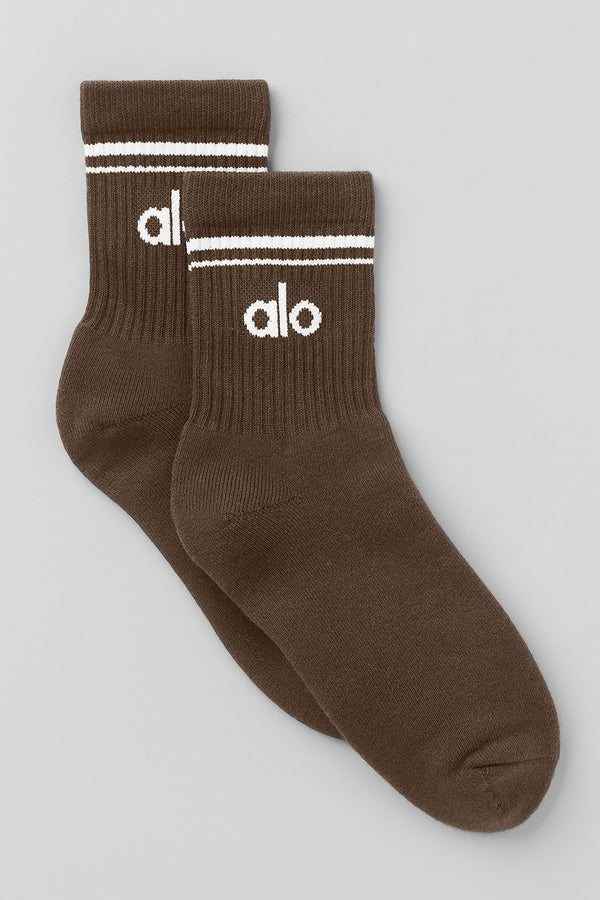 Unisex Half-Crew Throwback Sock - Espresso/White