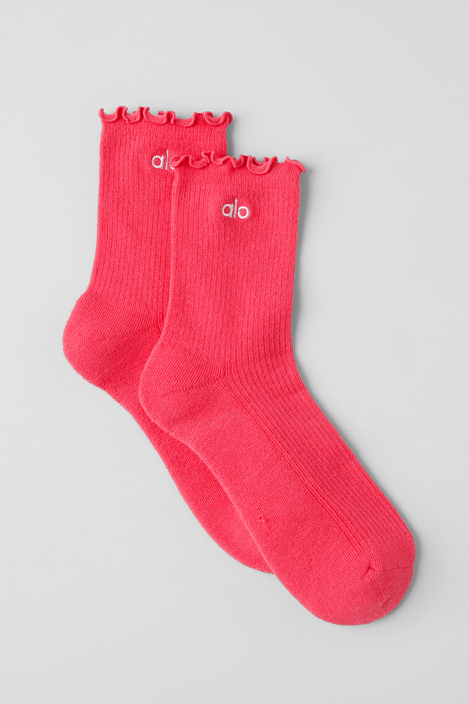 Women's Lettuce Edge Sock - Candy Red--1