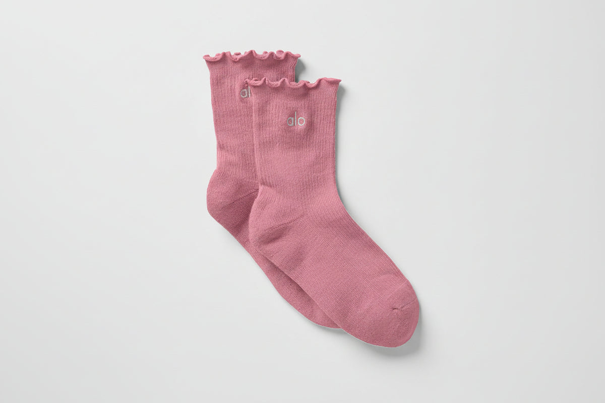 Women's Lettuce Edge Sock - Pink Wild Rose--0