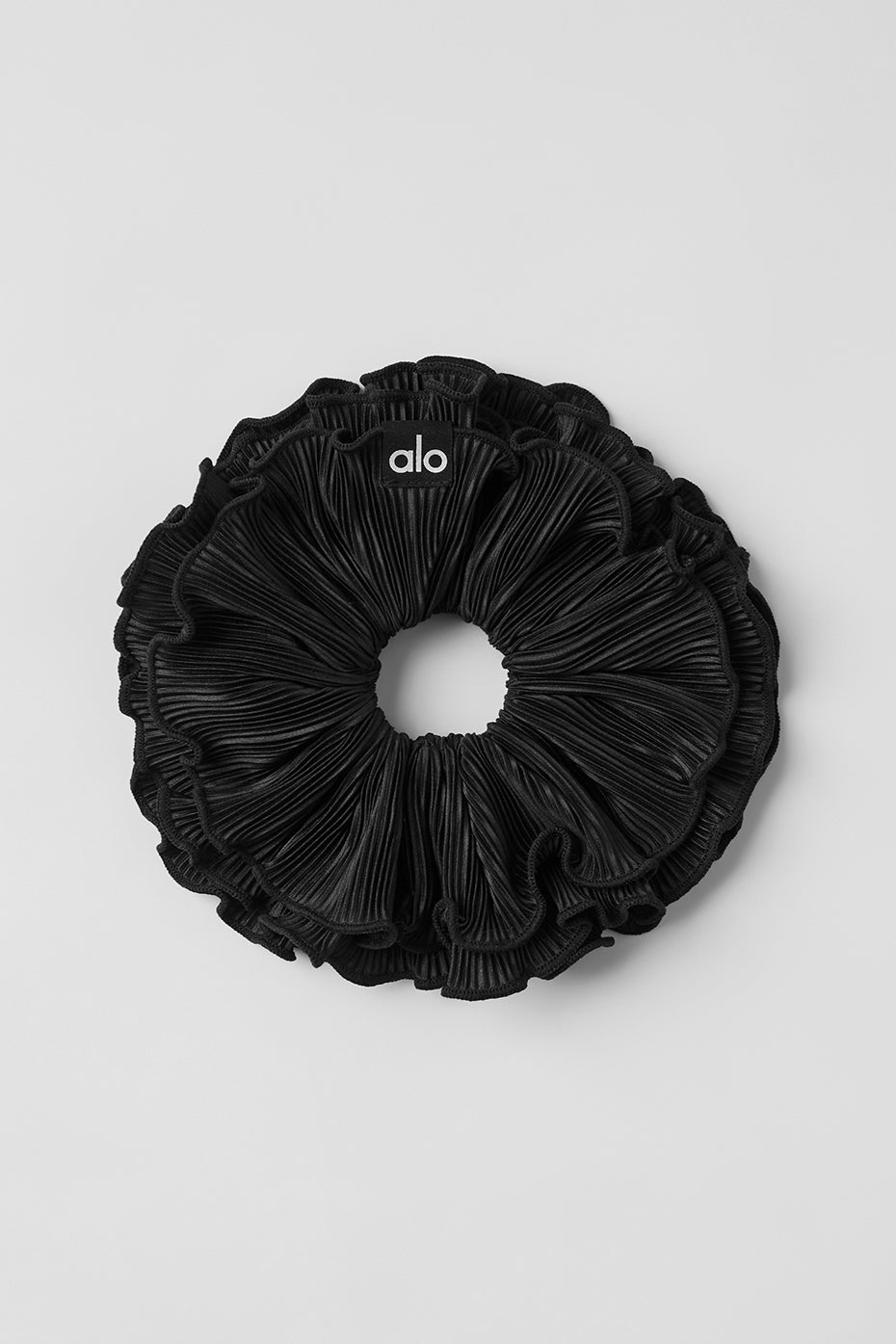 Micro Plisse Oversize Scrunchie - Black--0