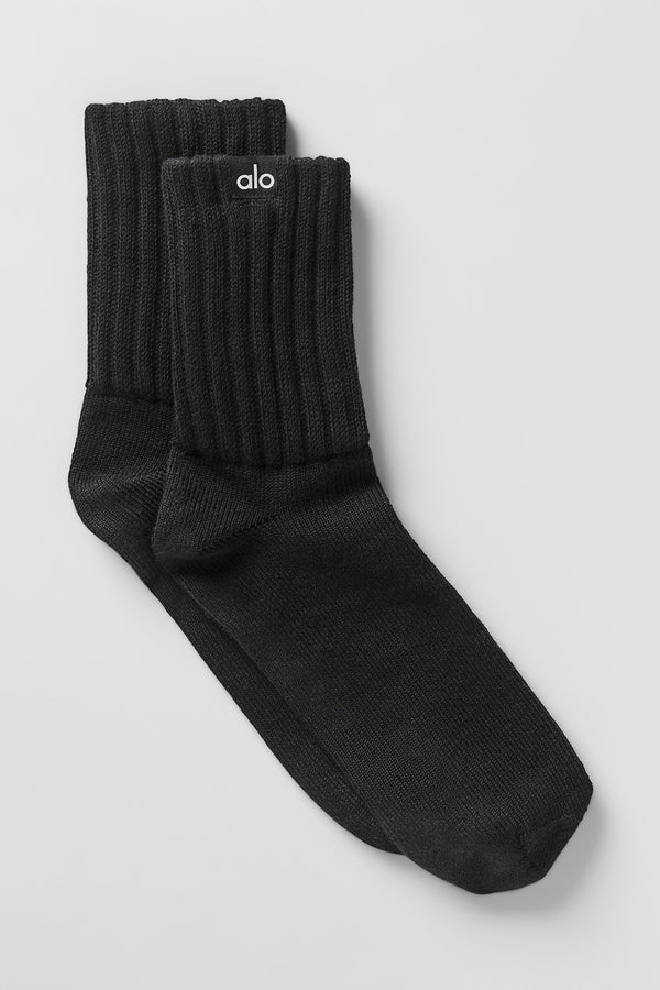 Unisex Half-Crew Scrunch Sock - Black