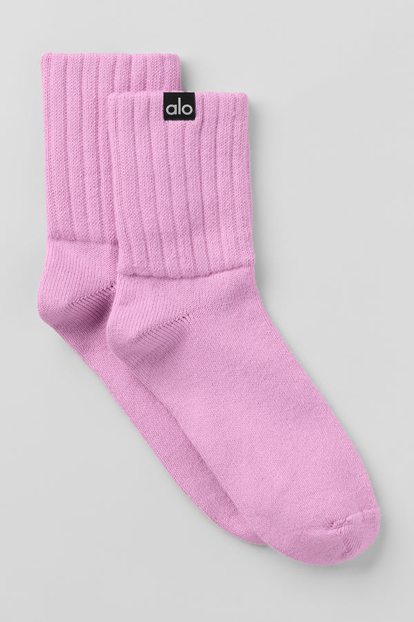 Unisex Half-Crew Scrunch Sock - Candy Heart Pink