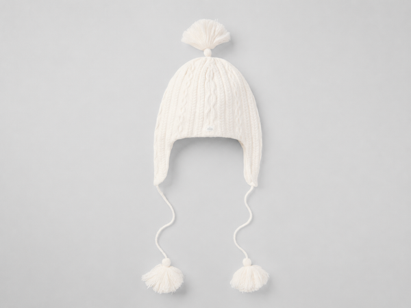 Cable Knit Winter Bliss Earflap Beanie - Ivory
