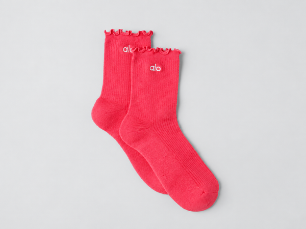 Women's Lettuce Edge Sock - Candy Red