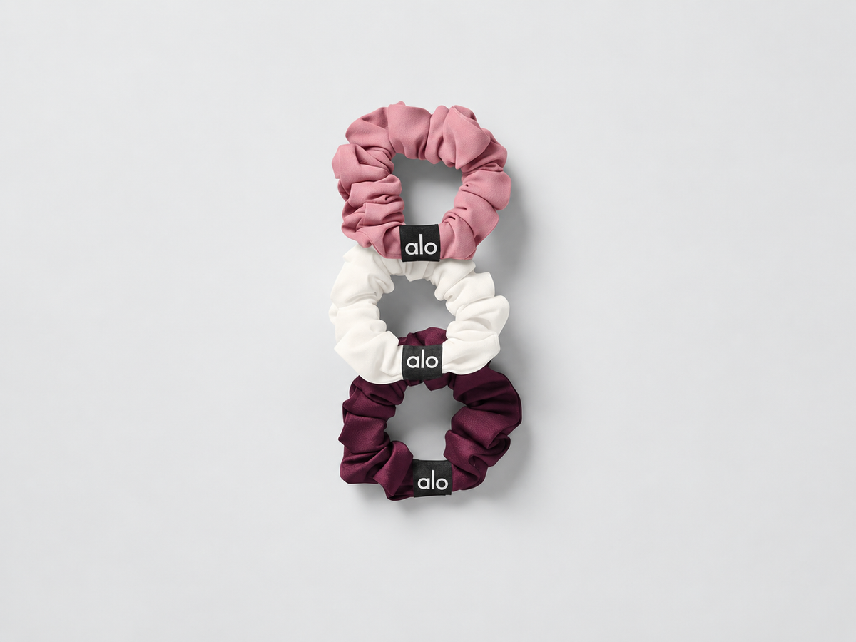 Fresh Mini Scrunchie (3-Pack) - Burgundy/Pink Wild Rose/Ivory--0