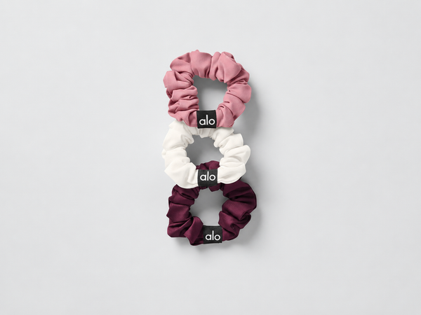 Fresh Mini Scrunchie (3-Pack) - Burgundy/Pink Wild Rose/Ivory