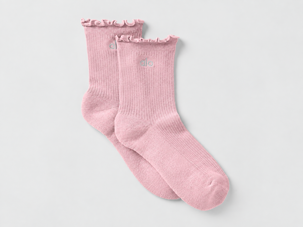 Women's Lettuce Edge Sock - Vintage Pink--0