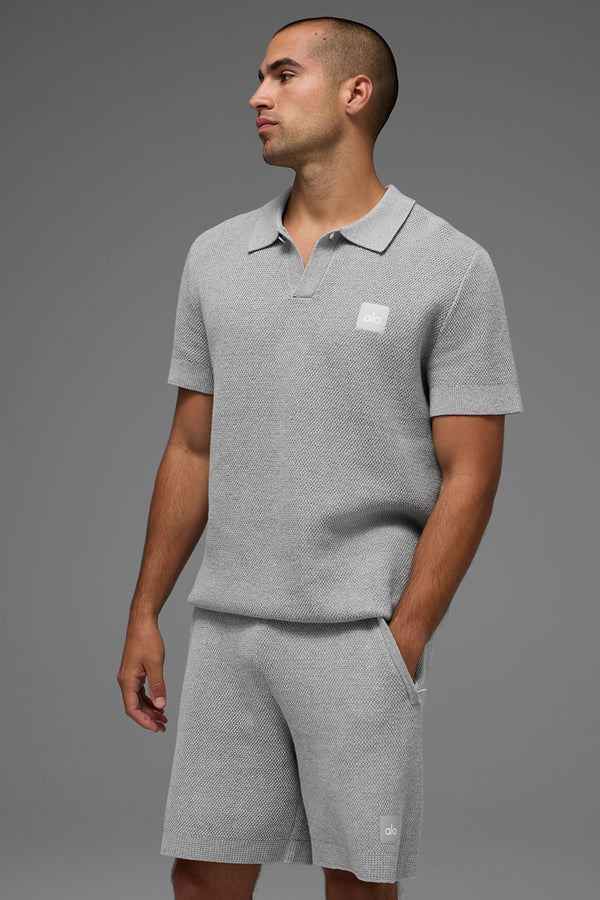 Sports Club Sweater Knit Polo - Athletic Heather Grey