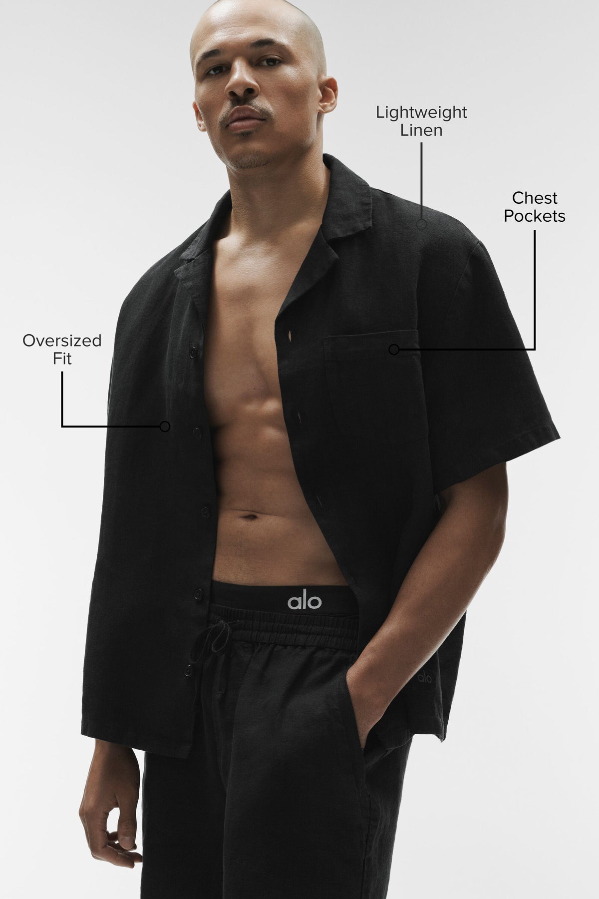 Linen Days Short Sleeve Button Up - Black--1