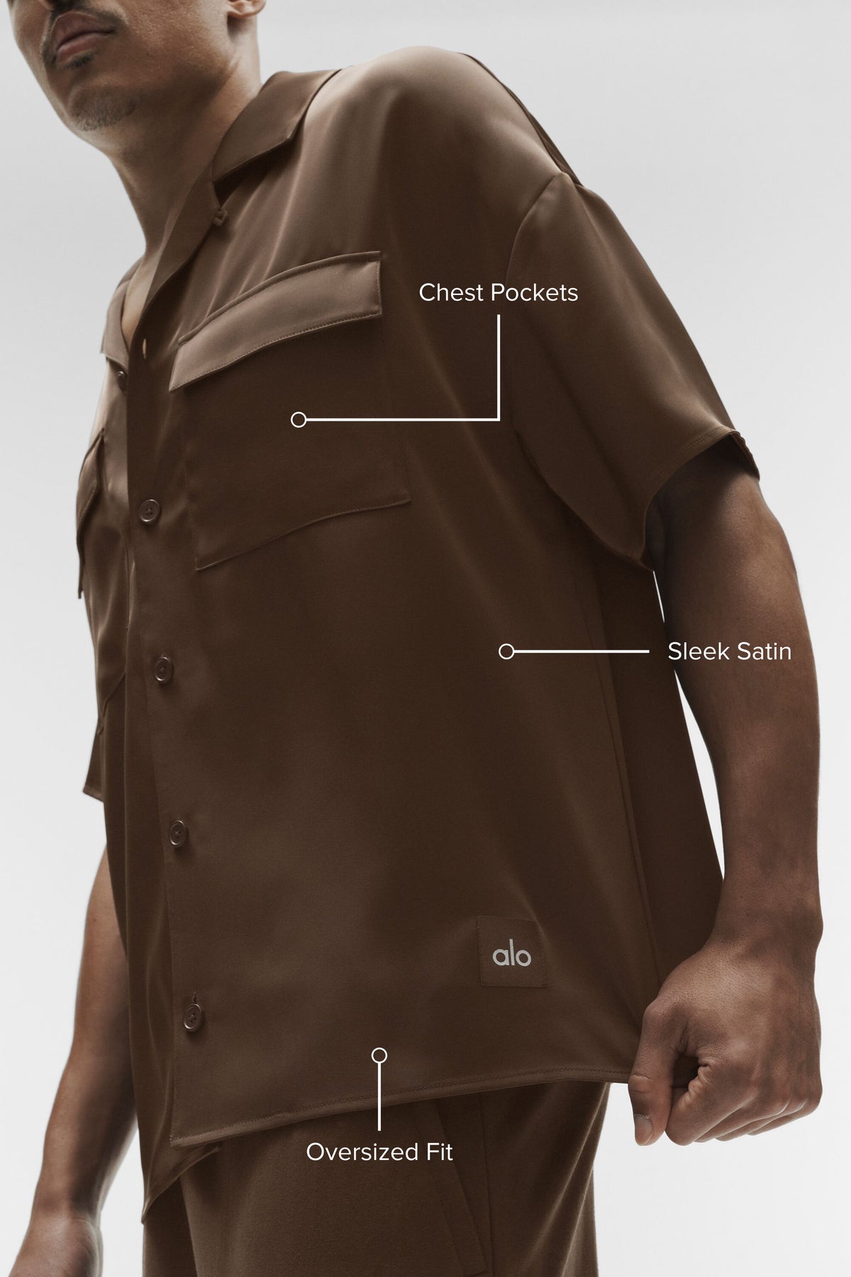 Satin Horizon Short Sleeve Button Up - Espresso--1