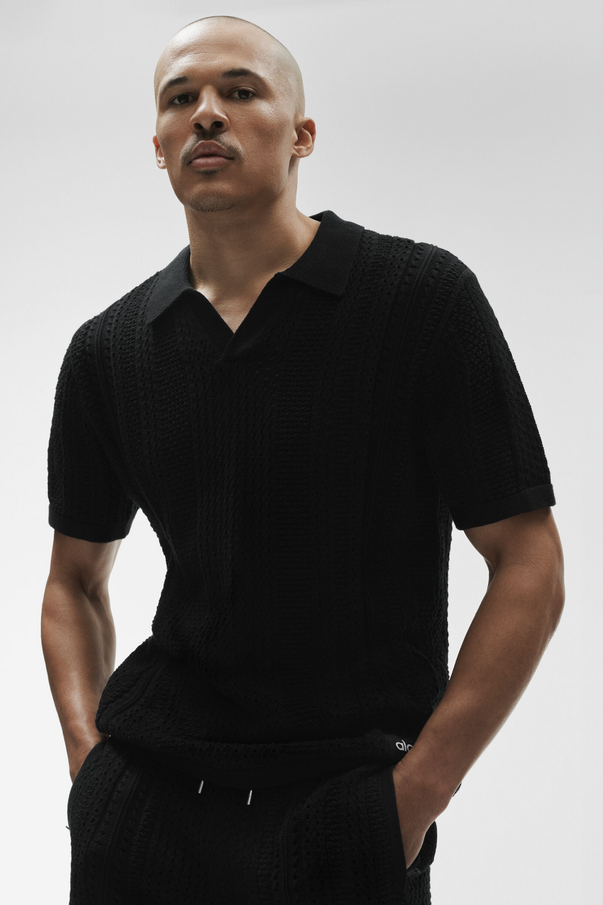 Coastline Knit Short Sleeve Polo - Black--2