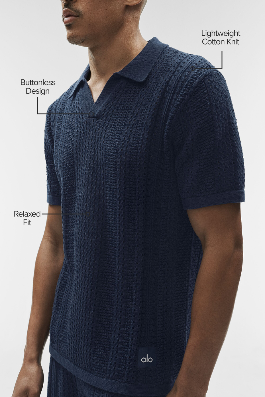 Coastline Knit Short Sleeve Polo - Navy--1