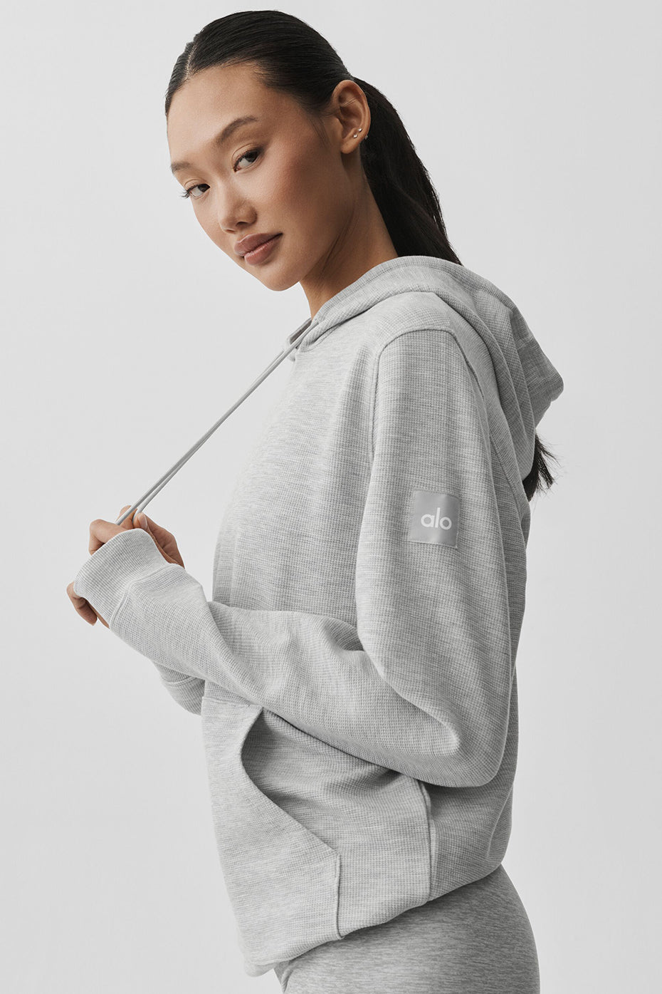 Micro Waffle Fast Break Hoodie - Athletic Heather Grey--2