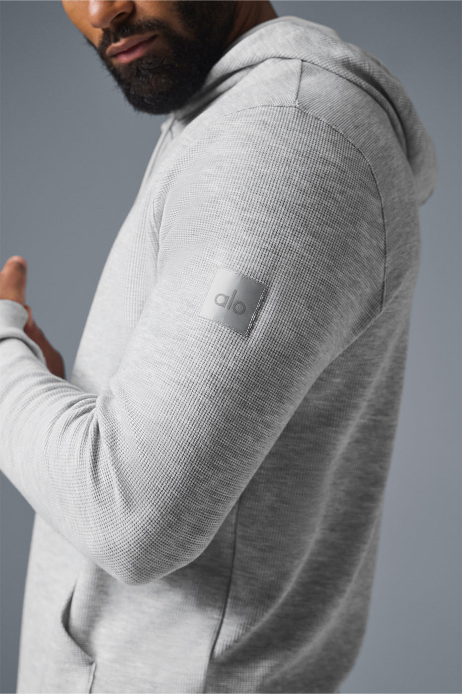 Micro Waffle Fast Break Hoodie - Athletic Heather Grey--1
