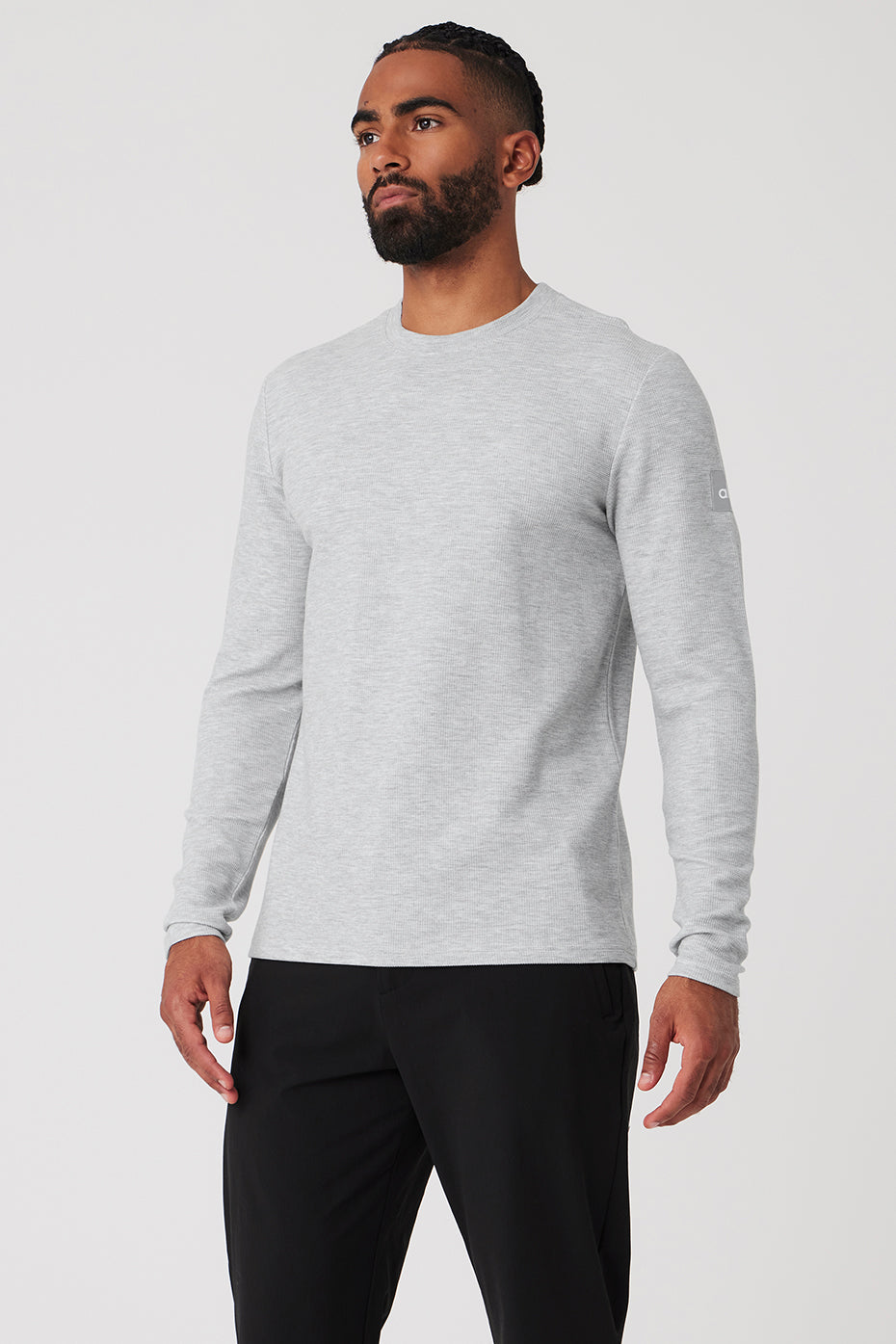 Micro Waffle Fast Break Long Sleeve Tee - Athletic Heather Grey--2