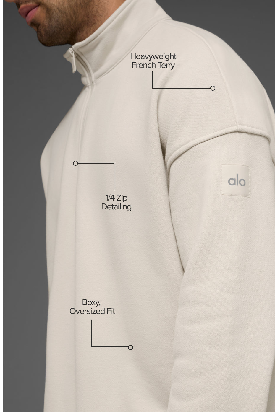 Renown Heavy Weight 1/4 Zip - Bone--1