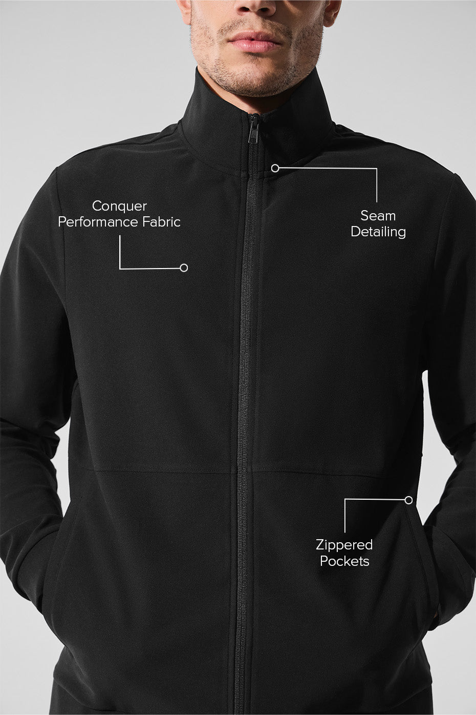 Conquer Max Mock Neck Full Zip - Black--1