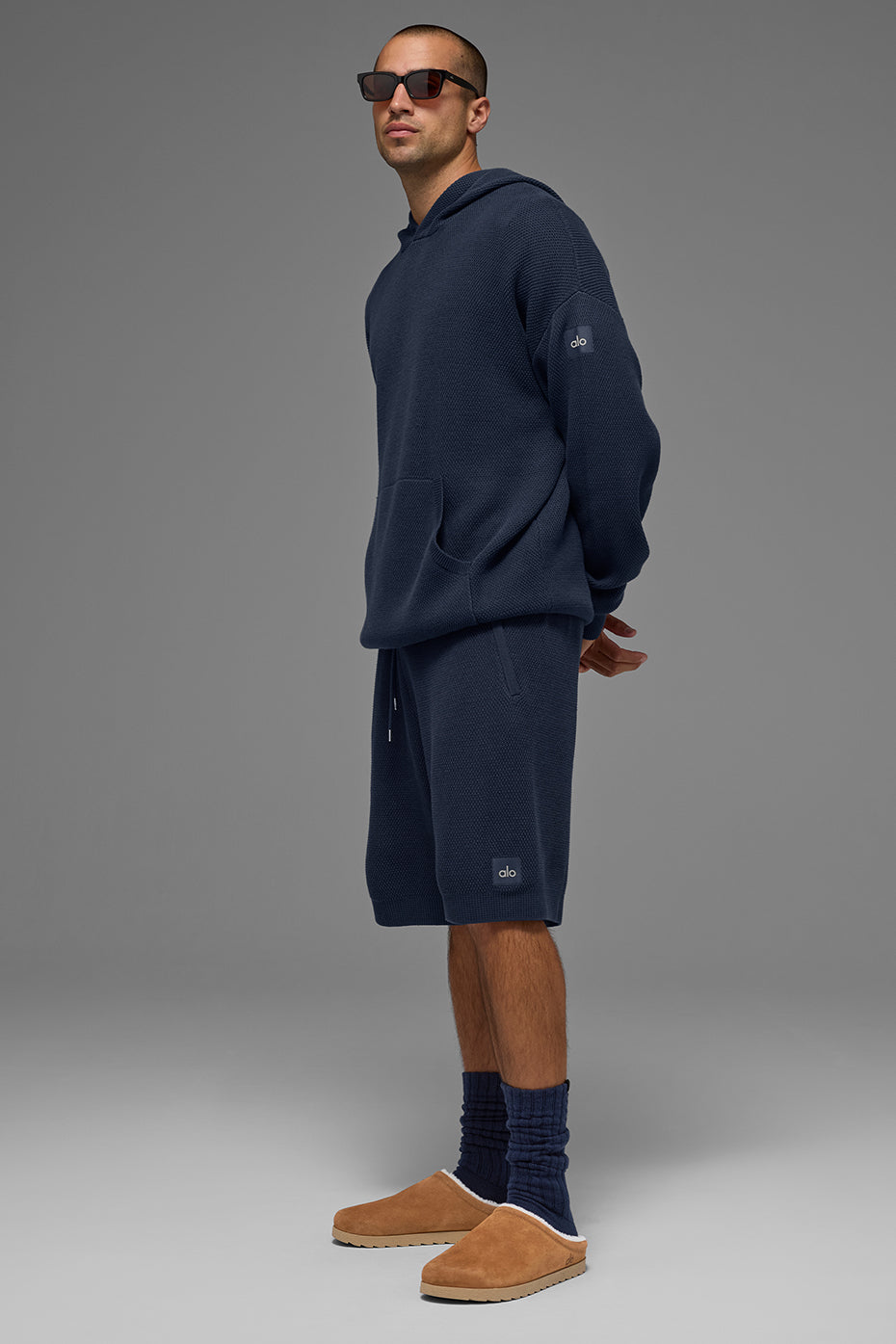 Sports Club Sweater Knit Hoodie - Navy--4