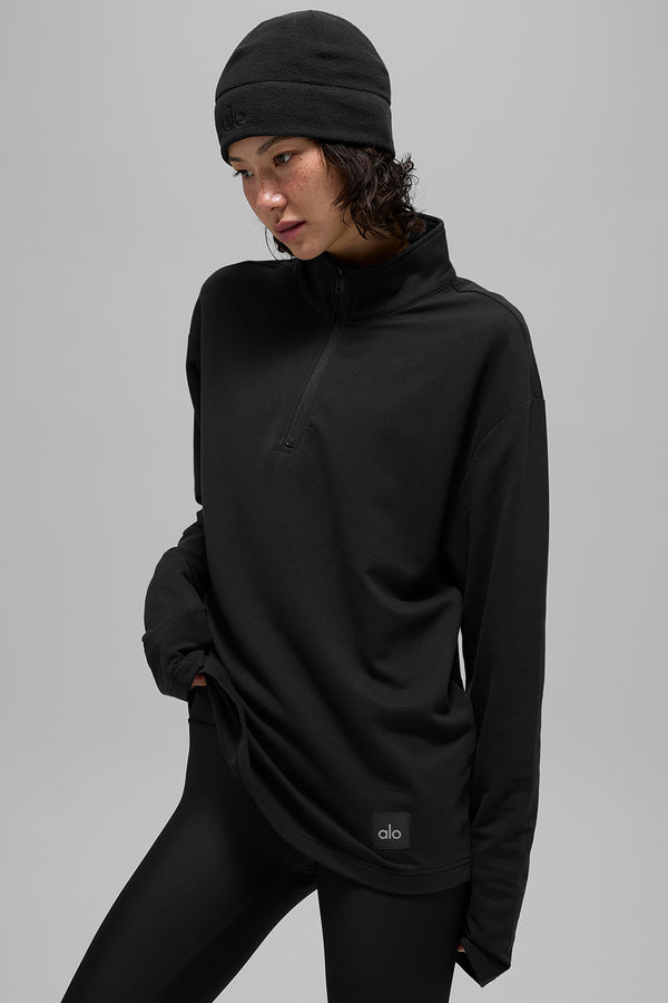 Double Take Long Sleeve 1/4 Zip - Black