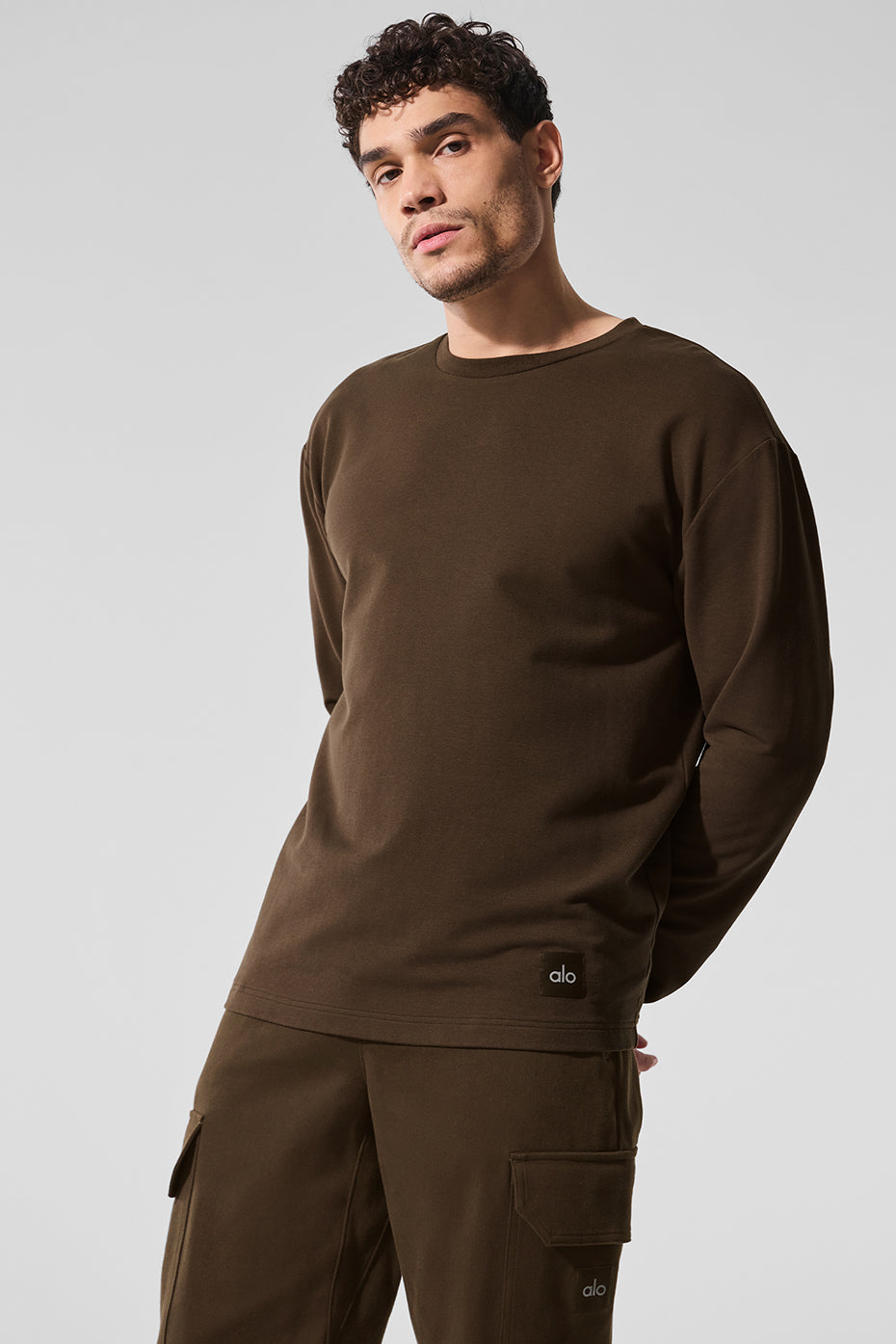 Double Take Long Sleeve Crew - Espresso--0