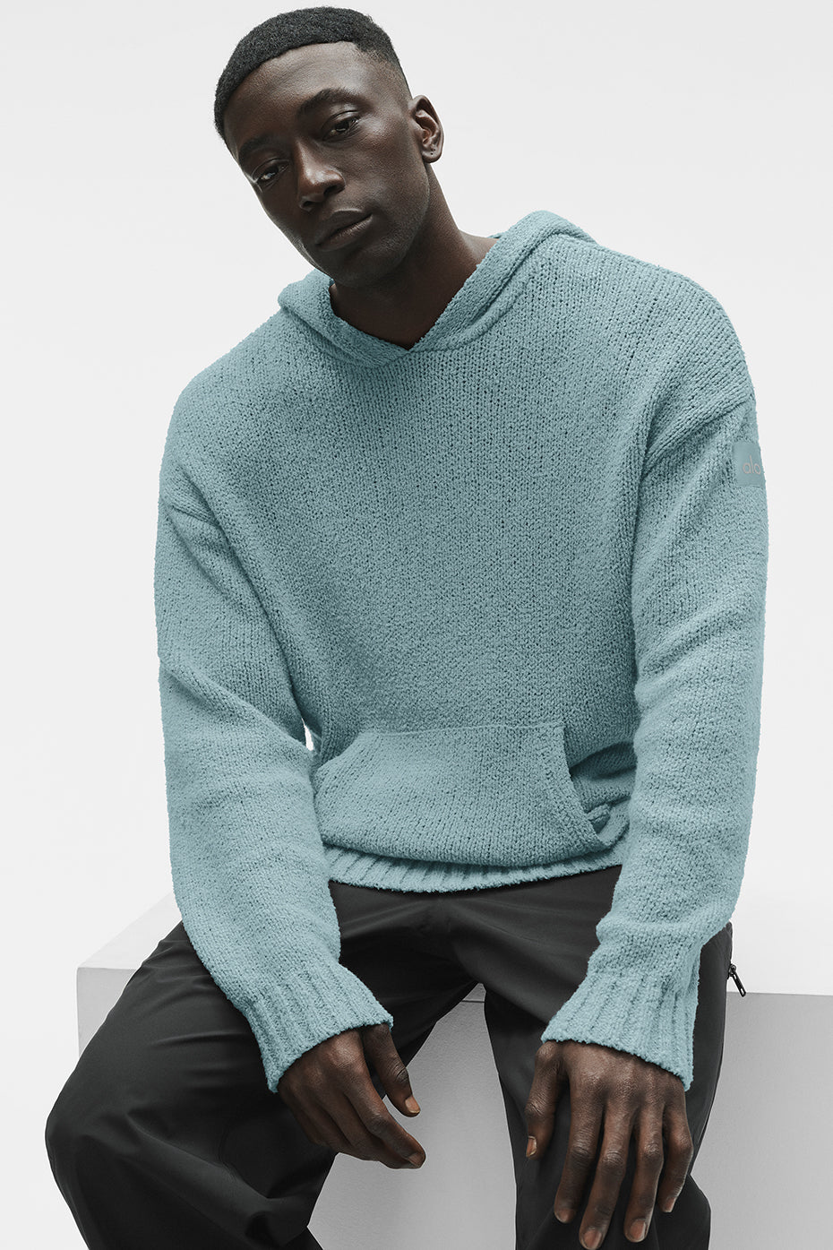 Textured Knit Hoodie - Desert Sage--0