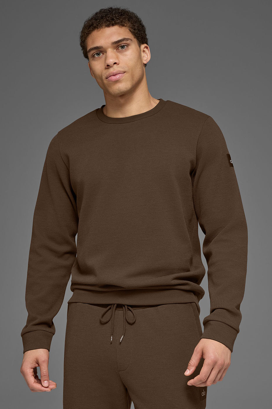 Waffle Lounge Long Sleeve Crew - Espresso--2