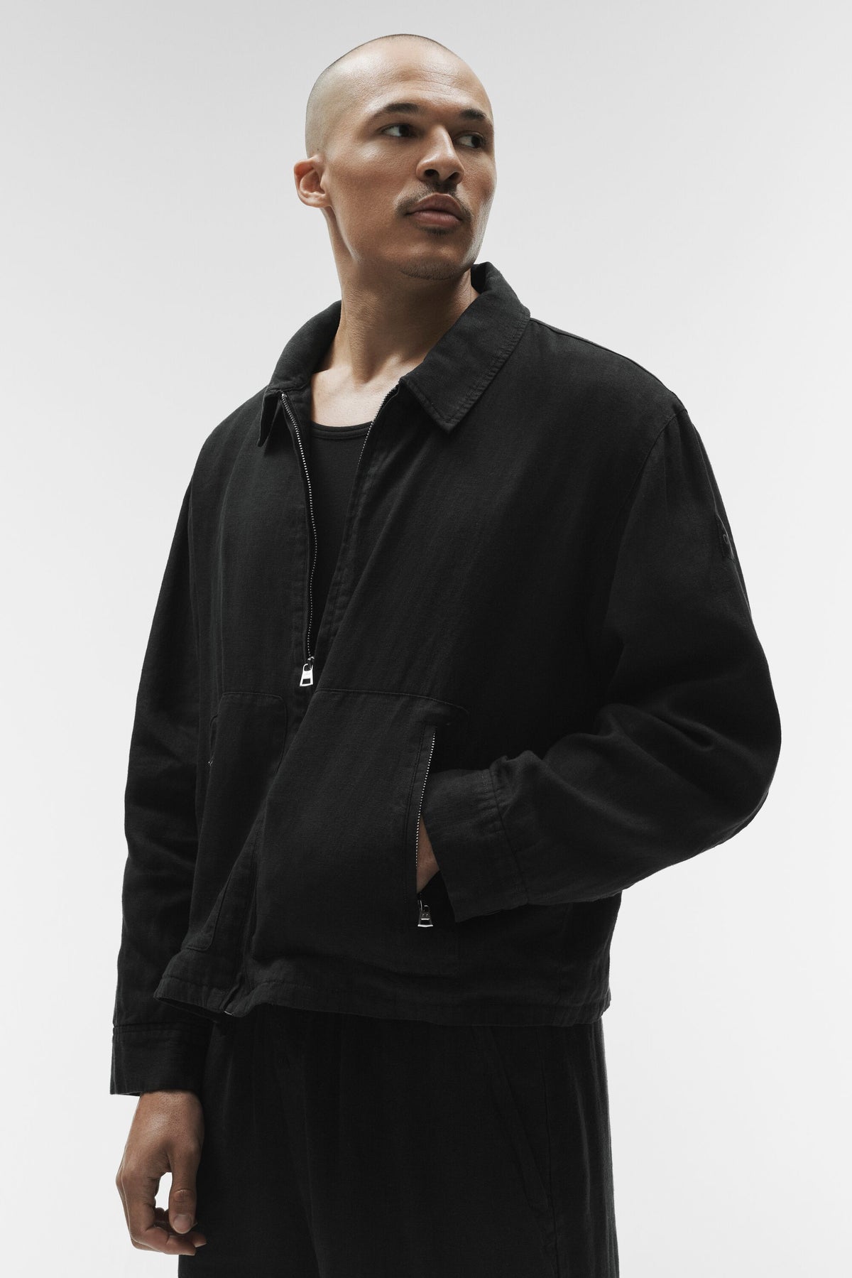Linen Days Full Zip Jacket - Black--2