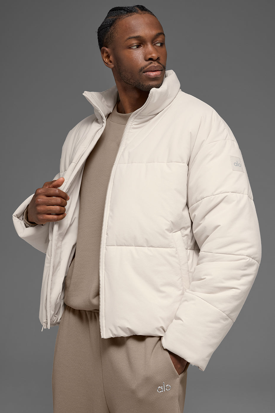 Stretch Woven Street Puffer - Bone--0