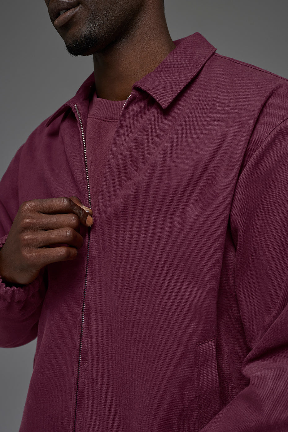 Cotton Canvas Coaches Jacket - Burgundy--1