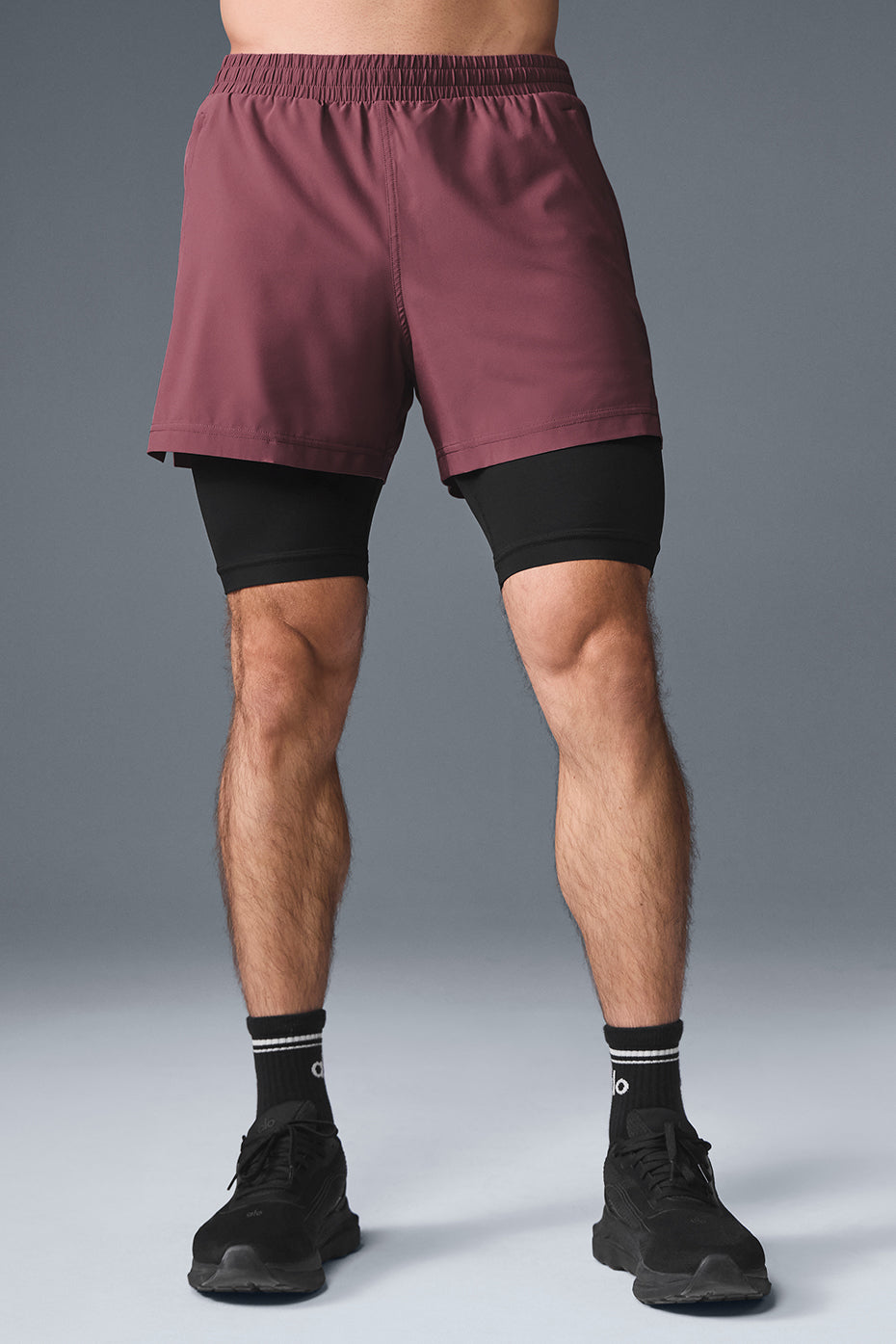 5" Revival 2-in-1 Short - Burgundy Truffle/Black--0