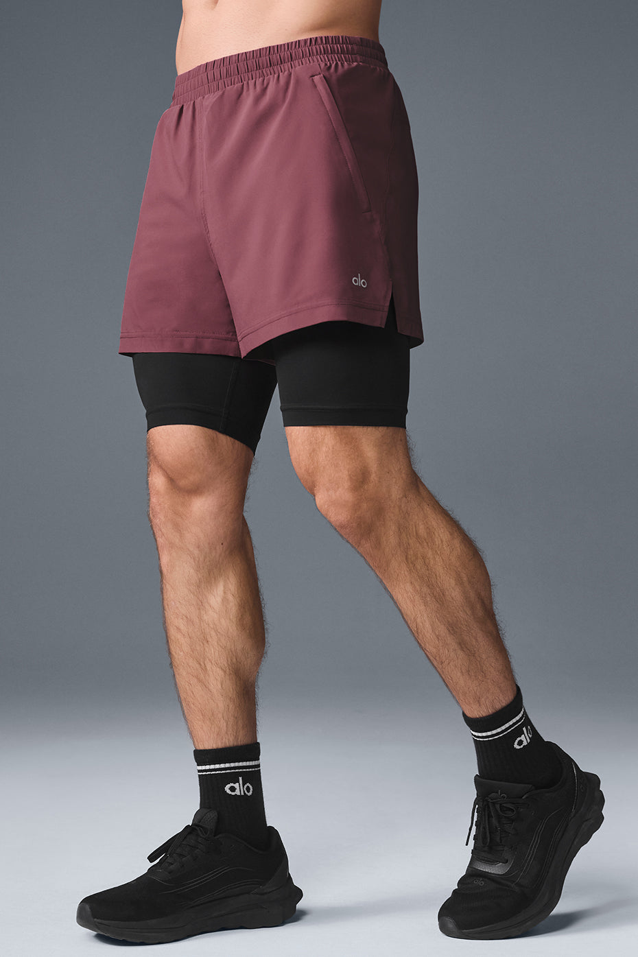 5" Revival 2-in-1 Short - Burgundy Truffle/Black--2
