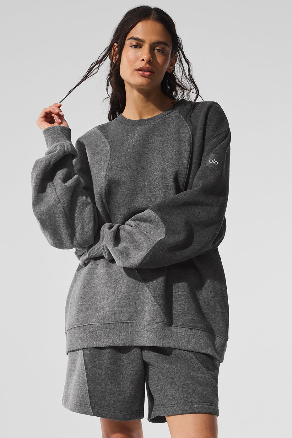 Make Waves Crew Neck Pullover - Dark Heather Grey Tonal--0