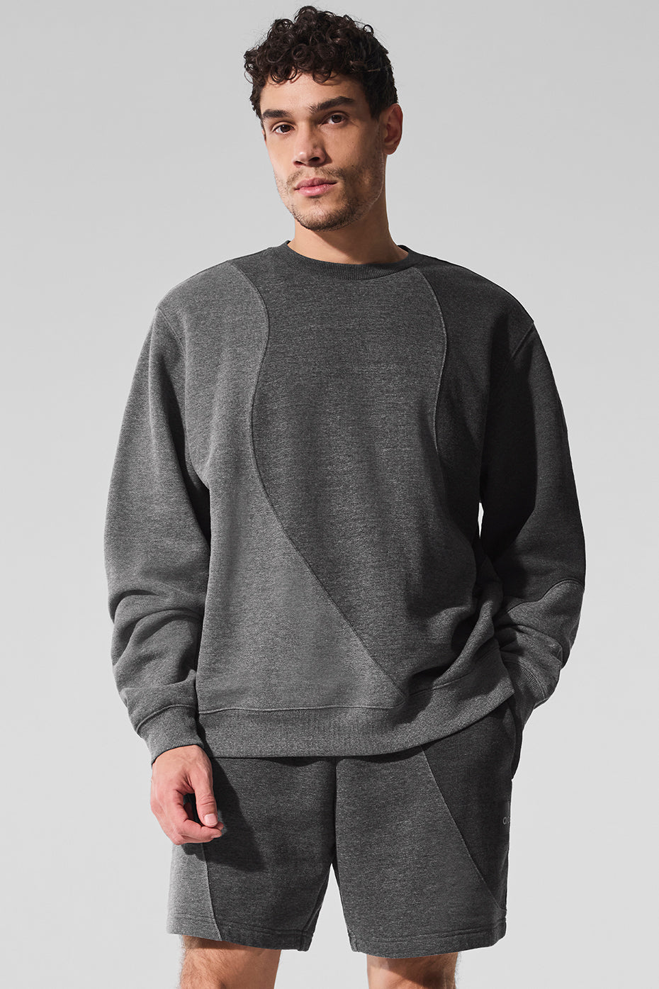 Make Waves Crew Neck Pullover - Dark Heather Grey Tonal--0