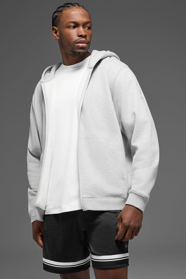 Renown Heavy Weight Full Zip Hoodie - Athletic Heather Grey
