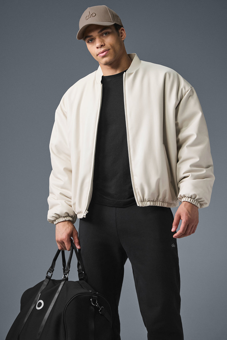 Faux Leather Premier Bomber - Bone--0