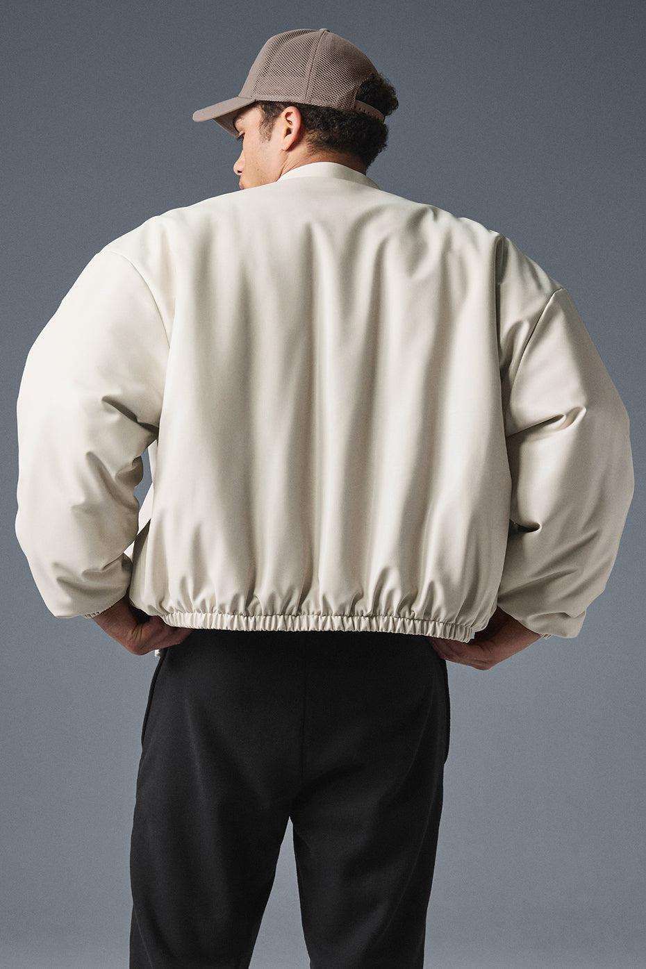 Faux Leather Premier Bomber - Bone--1
