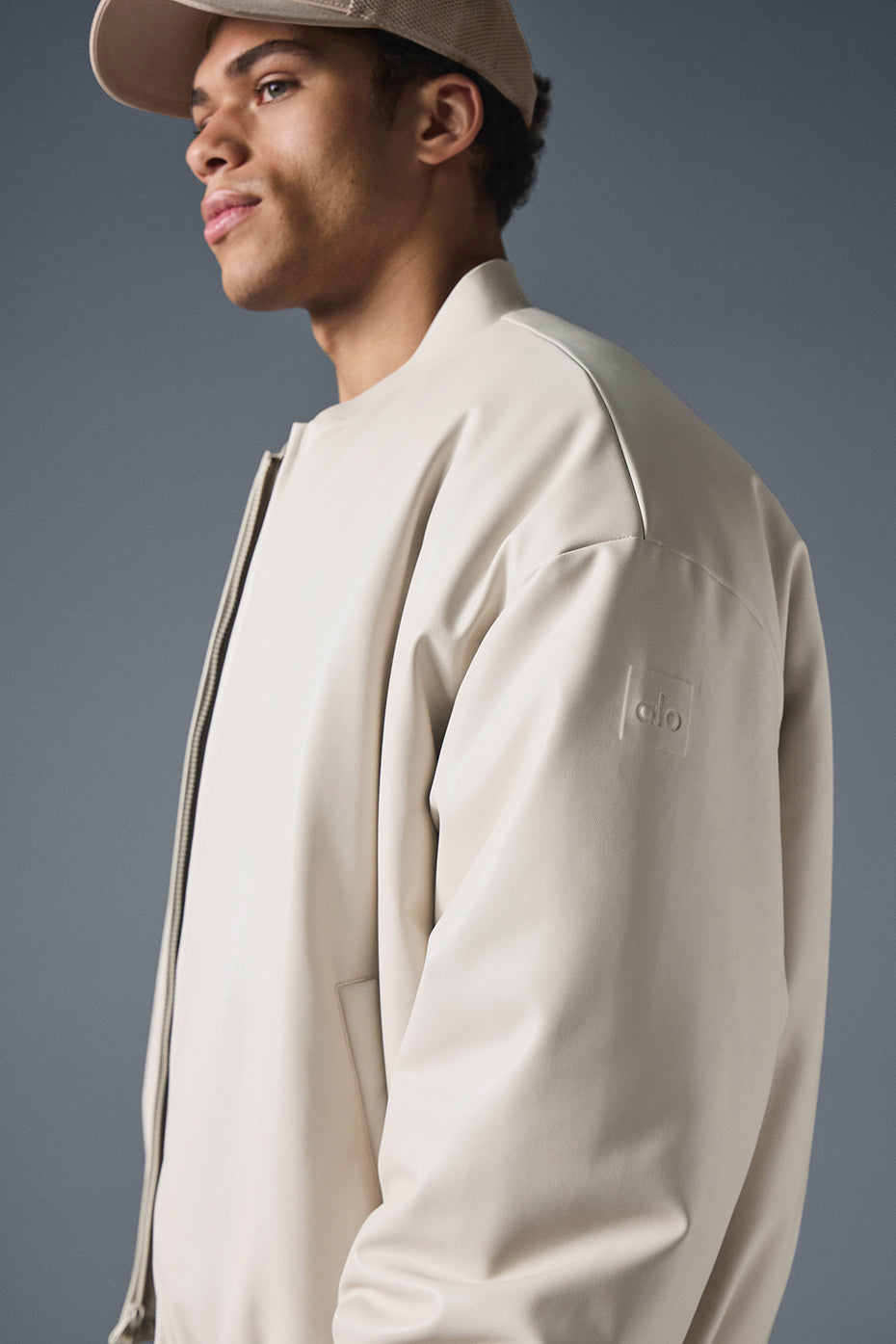 Faux Leather Premier Bomber - Bone--2