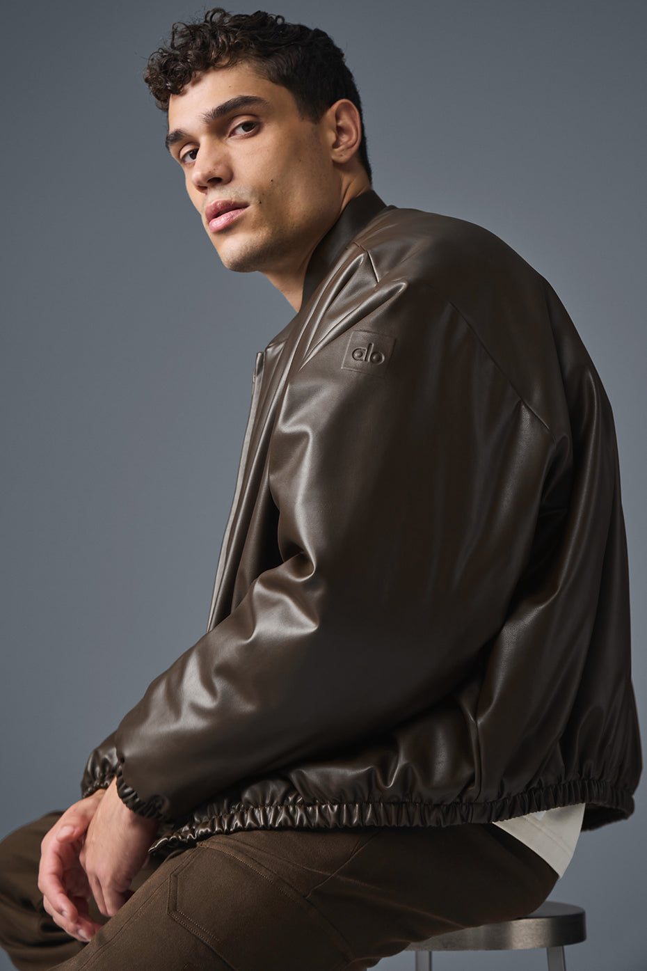 Faux Leather Premier Bomber - Espresso--2