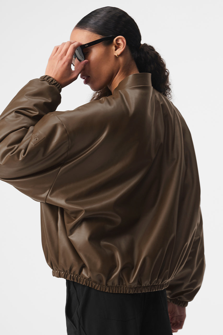 Faux Leather Premier Bomber - Espresso--1