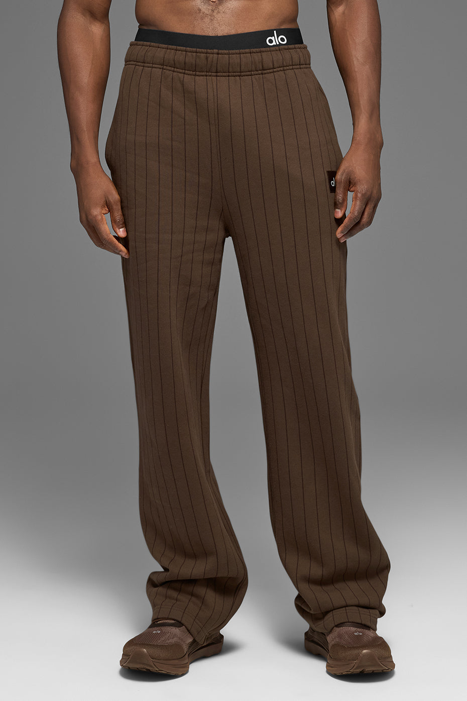 Pinstripe Straight Leg Sweatpant - Espresso Pinstripe--0