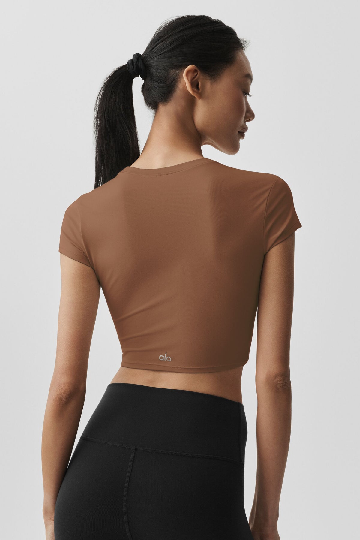 Alosoft Crop Finesse Short Sleeve - Sun Kissed Brown--2