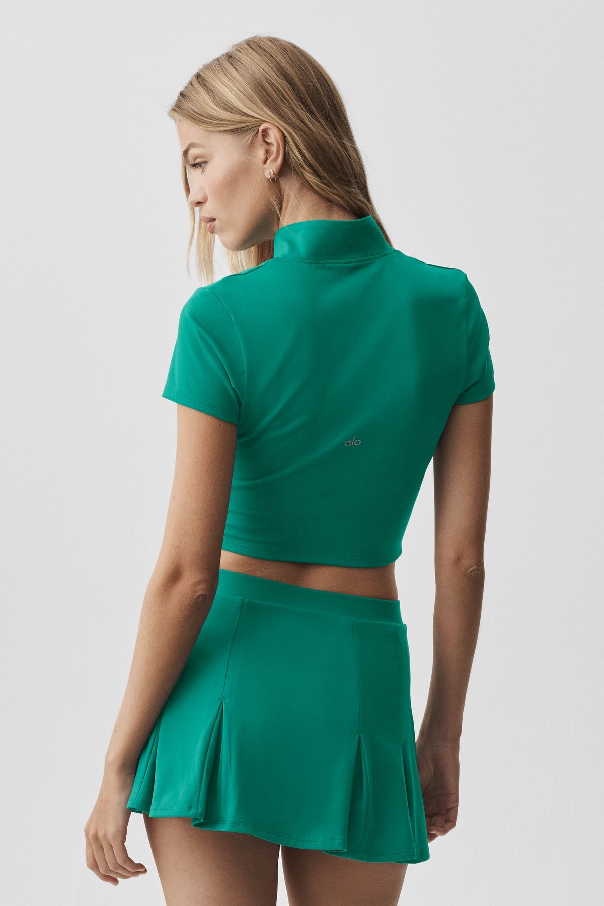 ALO Softsculpt Full Zip Short Sleeve - Emerald Isle--1