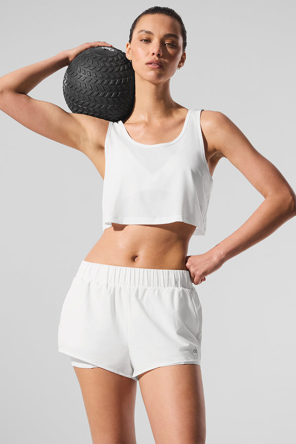 Cropped Sport Star Tank - White