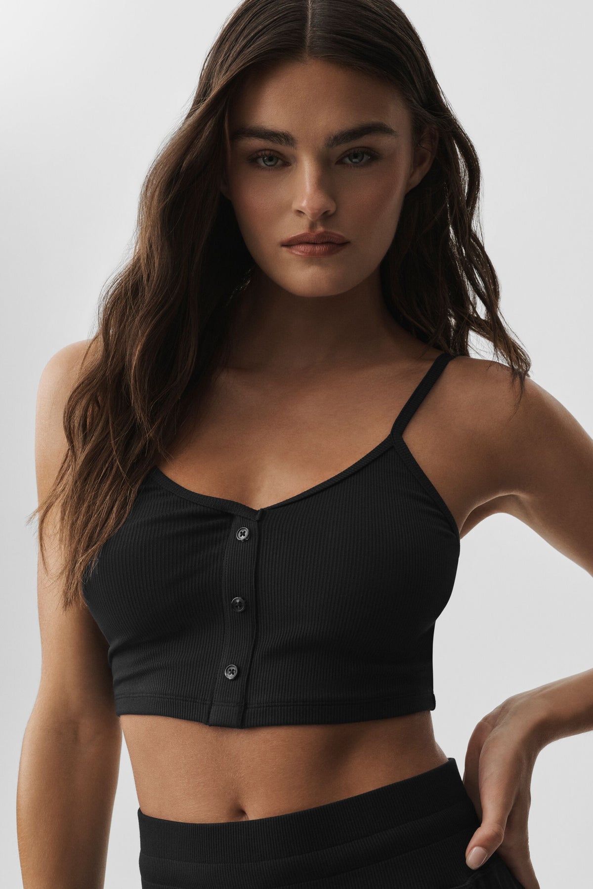 Ribbed Delicate Lounge Tank - Black--0