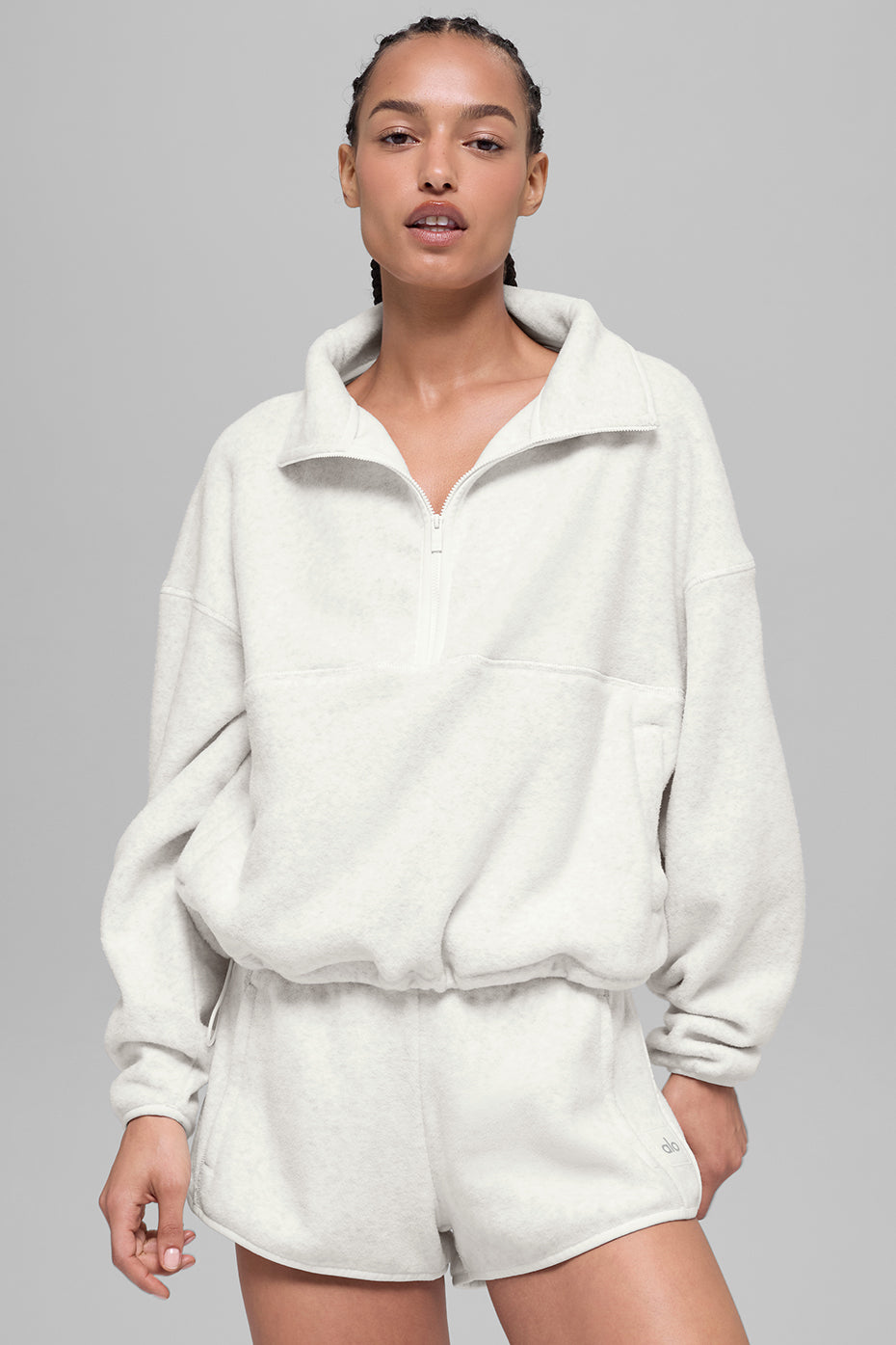Polar Fleece Retreat Cover Up - White Heather Grey--0
