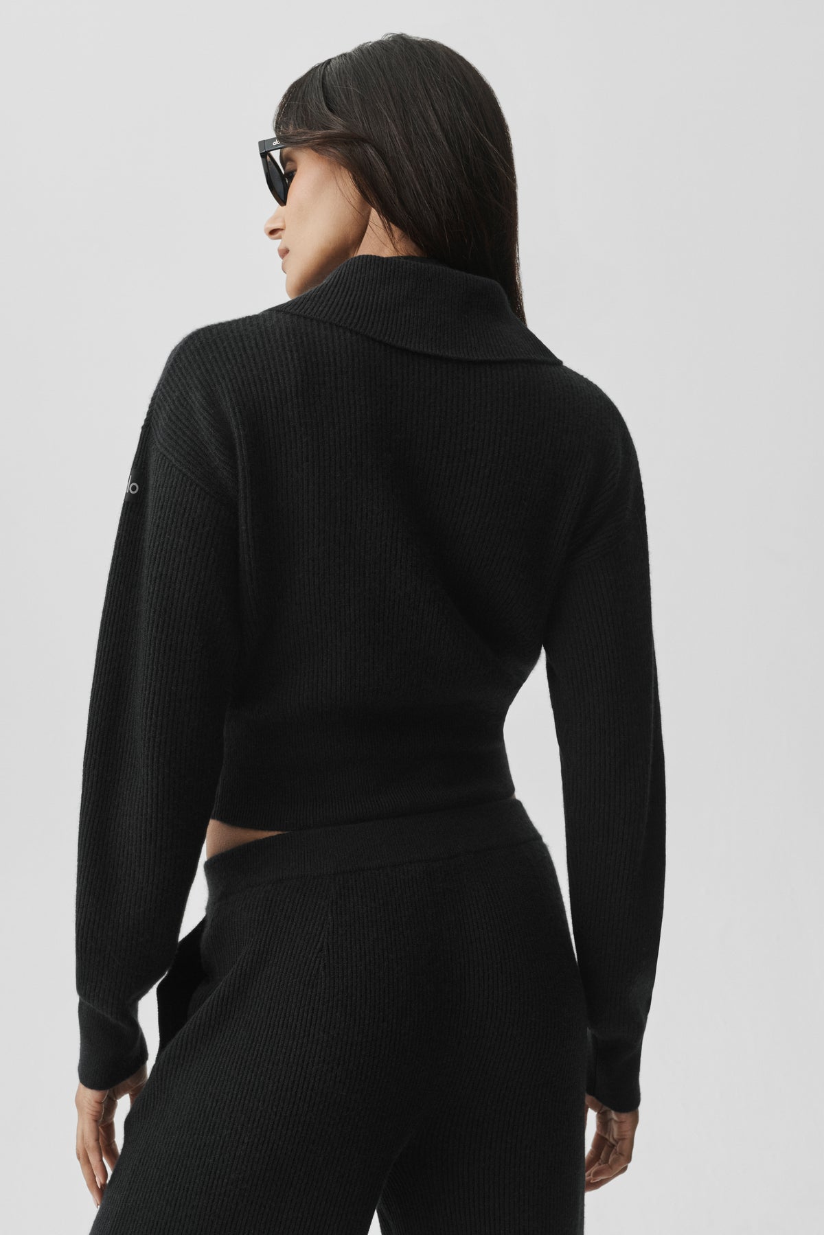 Cashmere Wool Harmony Full Zip Jacket - Black--3