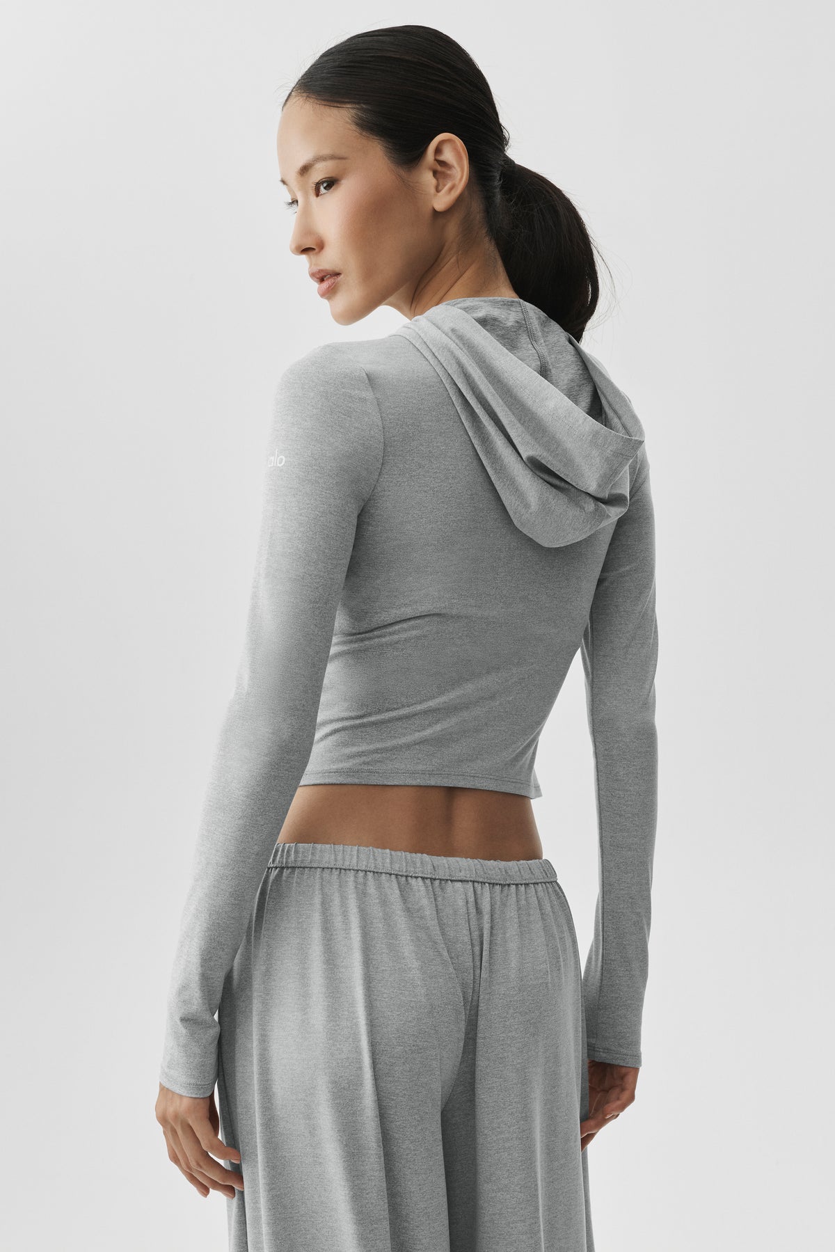 Alosoft Finesse Full Zip Fitted Hoodie - Vintage Athletic Heather--2