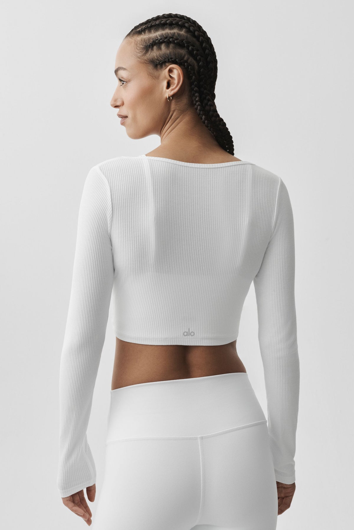 Ribbed Cropped Whisper Cardigan - White--1